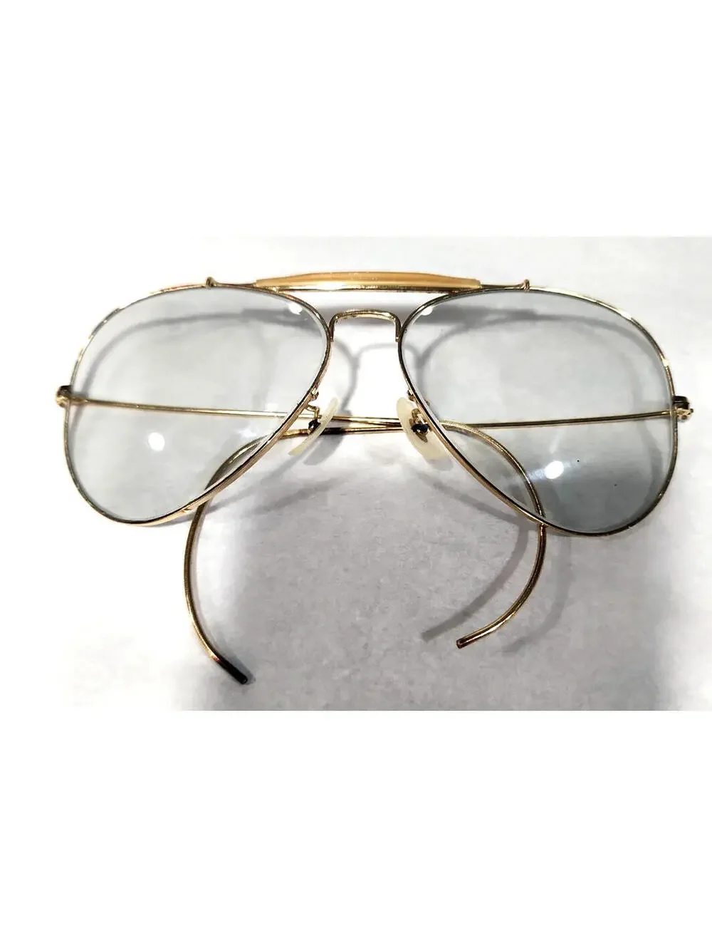 Ray Ban B&L Vintage 70's Outdoorsman Gold Light Gray Aviator Sunglasses 58-14